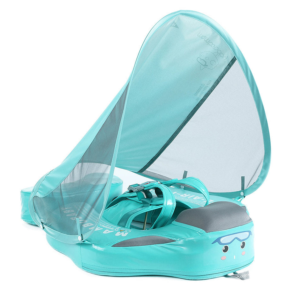 Hoofdafbeelding van de Groene Flamingo Mambobaby Float met UPF 50+ Zonnekap en onzinkbare Parel Foam kern.