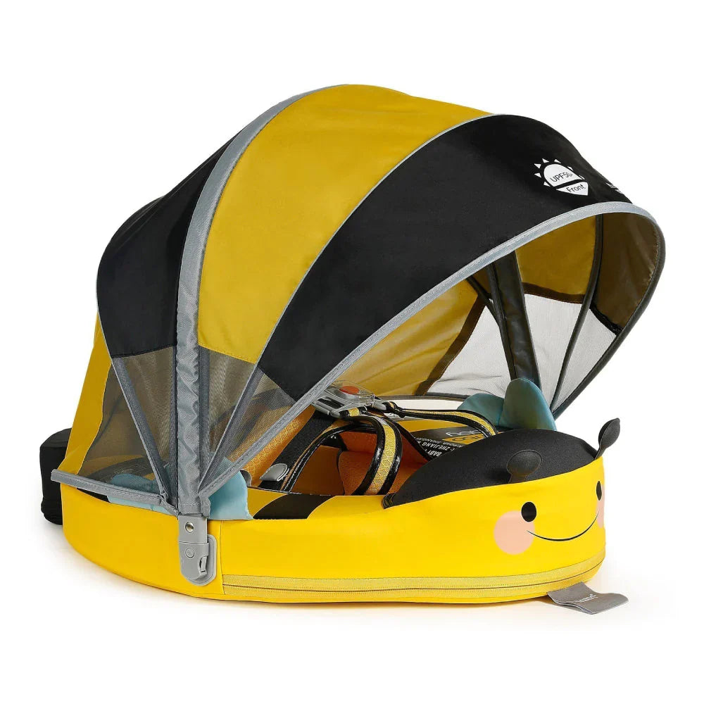 Lifestyle afbeelding van de Mambobaby float in het leuke Gele Bij design.